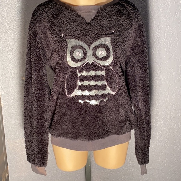 KENSIE - NWT - fuzzy owl sweater w sequins - M - Picture 2 of 16